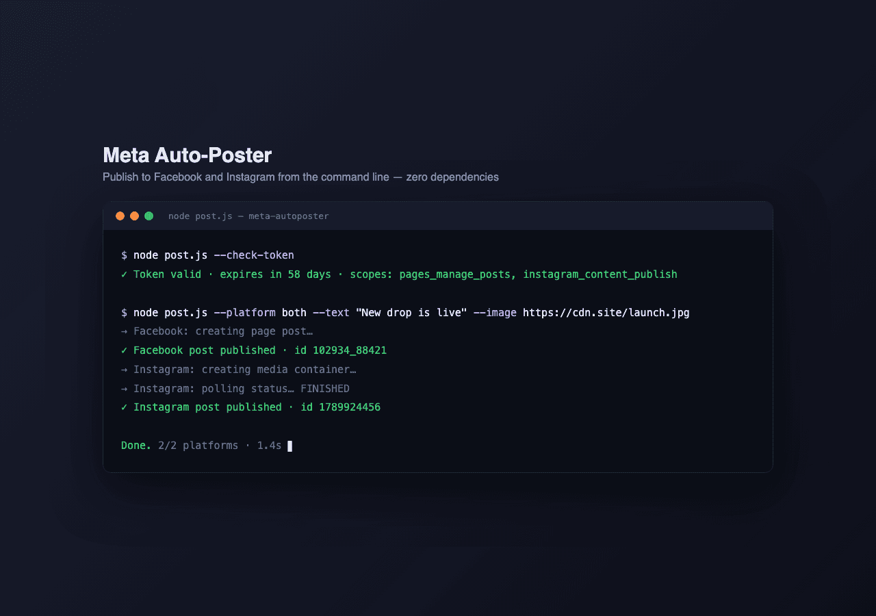 Meta Auto-Poster — publish to Facebook & Instagram via Graph API